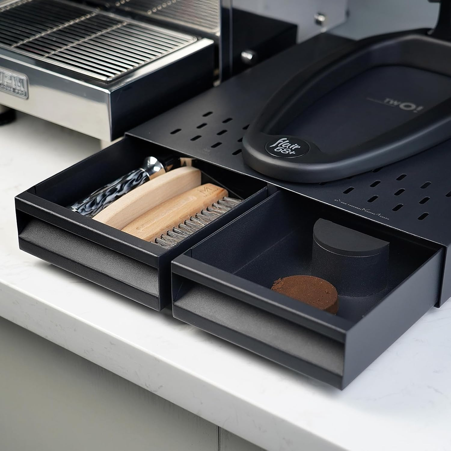 Coffee Equipment Organizer - MUVNA Espresso Bar Knock Box, Coffee
