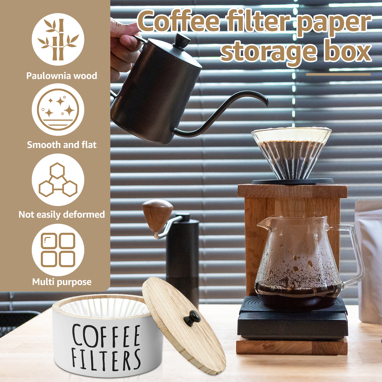 Coffee Filter Holder with Lid  - Coffee Equipment Organizer reseña y precio